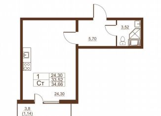 Продается квартира студия, 34.7 м2, Санкт-Петербург, Московское шоссе, 262к1