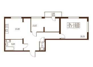 Продается 3-ком. квартира, 70.7 м2, Санкт-Петербург, Московское шоссе, 262к1