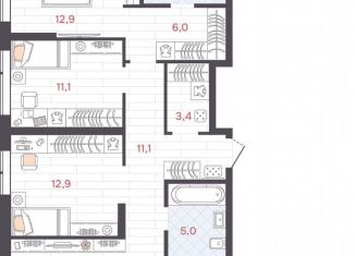 Продается 3-комнатная квартира, 98.3 м2, Екатеринбург, Ленинский район