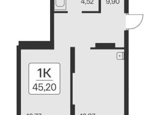 Однокомнатная квартира на продажу, 45.2 м2, Новосибирск, Калининский район