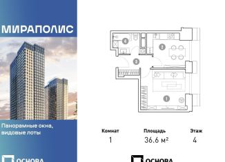 Продажа однокомнатной квартиры, 36.6 м2, Москва, проспект Мира, 222, станция Ростокино