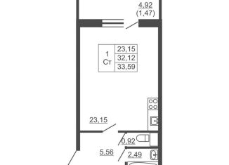 Продам квартиру студию, 33.6 м2, Ленинградская область, Западный проезд, 10/1к2