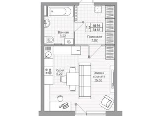 Продам квартиру студию, 32.9 м2, Татарстан, жилой комплекс Южный Парк, 3.5