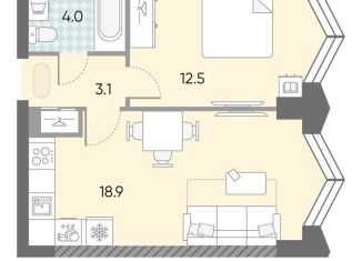 Однокомнатная квартира на продажу, 38.5 м2, Москва, Даниловский район, жилой комплекс Зиларт, 21/22