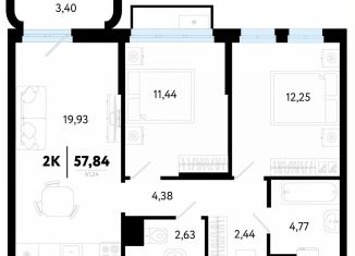 Продажа 2-ком. квартиры, 57.8 м2, Тюмень, Калининский округ