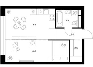 Продам 1-комнатную квартиру, 36.6 м2, Москва, жилой комплекс Москворечье, 1.1, район Москворечье-Сабурово