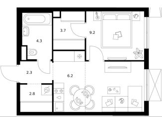 Продам 1-комнатную квартиру, 38.2 м2, Москва, жилой комплекс Кавказский Бульвар 51, 3.5, метро Кантемировская