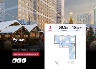 Продам 3-ком. квартиру, 58.5 м2, Санкт-Петербург, метро Академическая