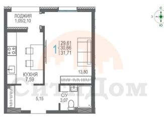 Продаю 1-комнатную квартиру, 31 м2, село Прибрежное, Лазурная улица, 1