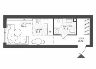 Продажа квартиры студии, 32.8 м2, Москва, метро Строгино, Крылатская улица, 33к1