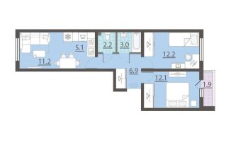 Продажа 2-ком. квартиры, 53.7 м2, посёлок Мичуринский