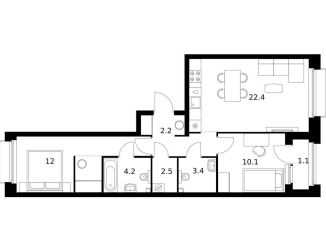 2-ком. квартира на продажу, 63.7 м2, Казань