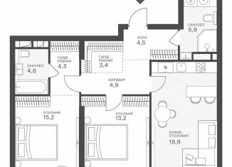 Продажа 2-комнатной квартиры, 74.9 м2, Москва, Крылатская улица, 33к1, метро Крылатское