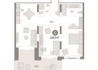 Продам 1-комнатную квартиру, 100.5 м2, Тюмень, ЖК Речной Порт