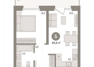 1-ком. квартира на продажу, 45.8 м2, Тюмень, ЖК Речной Порт
