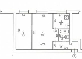 Продажа двухкомнатной квартиры, 44.2 м2, Брянская область, Школьная улица, 8