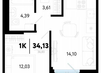 Продажа 1-ком. квартиры, 34.1 м2, Тюмень, Калининский округ