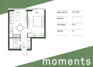 Продаю 1-ком. квартиру, 36.4 м2, Москва, станция Стрешнево, жилой комплекс Моментс, к2.1