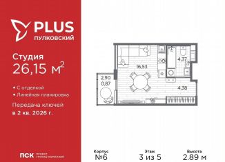 Продажа квартиры студии, 26.2 м2, Санкт-Петербург, Московский район