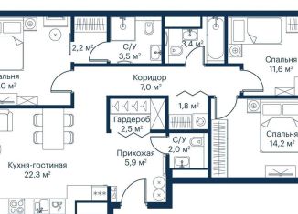 Продам 3-ком. квартиру, 90.8 м2, Москва, жилой комплекс Сити Бэй, к3, ЖК Сити Бэй