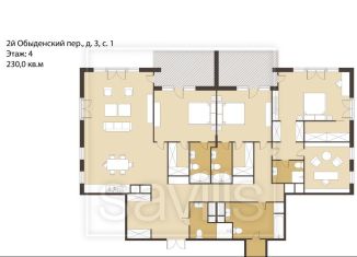 Продам пятикомнатную квартиру, 230 м2, Москва, 2-й Обыденский переулок, 3с1, 2-й Обыденский переулок