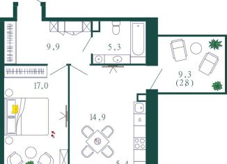 Продам двухкомнатную квартиру, 55.3 м2, Москва, 1-я очередь, к4, ЖК Шагал