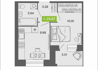 Продается 1-комнатная квартира, 29.9 м2, Архангельск, Октябрьский округ