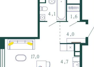 2-ком. квартира на продажу, 65 м2, Москва, 1-я очередь, к4, ЖК Шагал