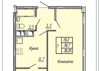 1-комнатная квартира на продажу, 36.1 м2, Иваново, микрорайон Видный, литС
