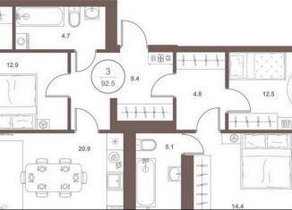 Продажа трехкомнатной квартиры, 92.5 м2, Пензенская область