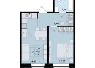 Продажа 1-комнатной квартиры, 41.4 м2, поселок Бугры