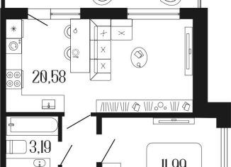 Продается 1-комнатная квартира, 45.3 м2, Санкт-Петербург, Ломаная улица, 3Б, метро Московские ворота