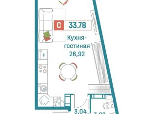 Квартира на продажу студия, 33.8 м2, Ленинградская область