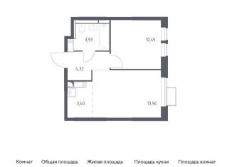 1-комнатная квартира на продажу, 36.1 м2, деревня Путилково