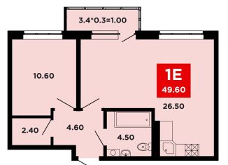 Продаю 1-ком. квартиру, 49.6 м2, Краснодарский край, улица им. Мурата Ахеджака, 12к10