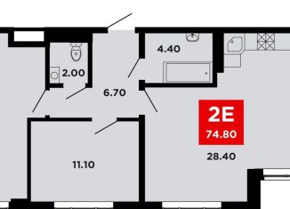 Продажа двухкомнатной квартиры, 74.8 м2, Краснодар, Прикубанский округ, улица им. Мурата Ахеджака, 12к10