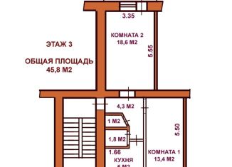 Продается двухкомнатная квартира, 45.8 м2, Владимирская область, улица 40 лет Октября, 9