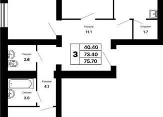 Продается трехкомнатная квартира, 75.7 м2, Самара, метро Безымянка