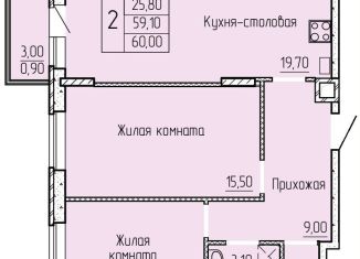 Продаю двухкомнатную квартиру, 60.3 м2, Батайск, ЖК Прибрежный