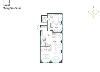 Продажа многокомнатной квартиры, 170.6 м2, Москва, жилой комплекс Левел Мичуринский, к2