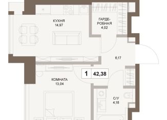 Продажа однокомнатной квартиры, 42.4 м2, Москва, 5-й Донской проезд, вл21к6, Донской район
