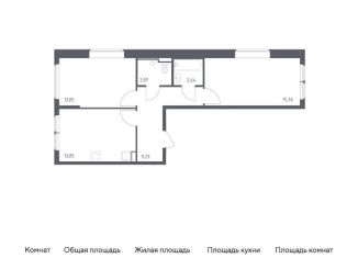 2-комнатная квартира на продажу, 57.4 м2, село Остафьево, жилой комплекс Остафьево, к20