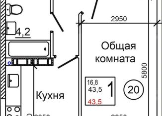 Продажа однокомнатной квартиры, 43.5 м2, село Белоглинка
