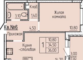 Продам 1-комнатную квартиру, 36.2 м2, Батайск, ЖК Прибрежный