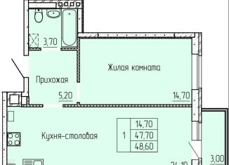 Продается 1-ком. квартира, 48.5 м2, Батайск, ЖК Прибрежный