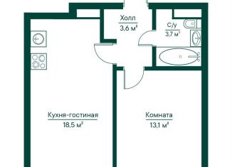 1-комнатная квартира на продажу, 38.9 м2, Самара, метро Российская
