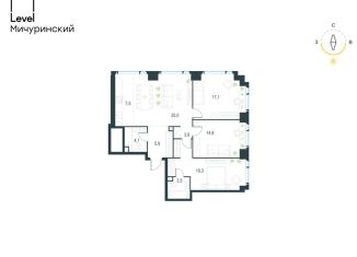 Продажа четырехкомнатной квартиры, 97.2 м2, Москва, жилой комплекс Левел Мичуринский, к1