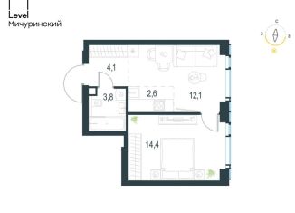 2-комнатная квартира на продажу, 37 м2, Москва, метро Мичуринский проспект, жилой комплекс Левел Мичуринский, к3