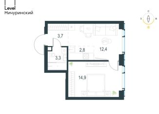 Продам 2-комнатную квартиру, 37.1 м2, Москва, жилой комплекс Левел Мичуринский, к3, район Очаково-Матвеевское