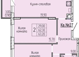 Продам двухкомнатную квартиру, 63.6 м2, Батайск, ЖК Прибрежный